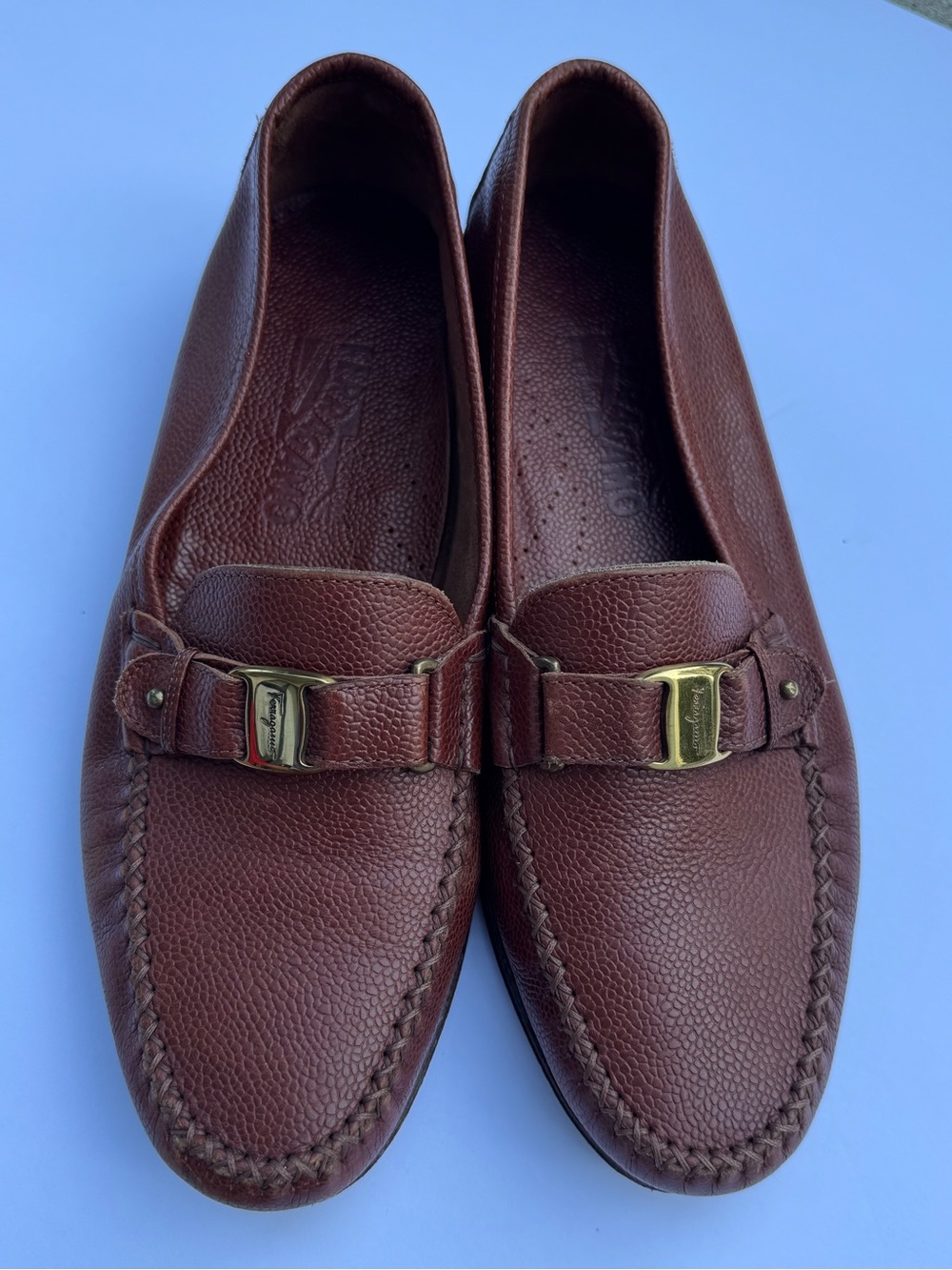 Salvatore Ferragamo Men’s Brown Leather Loafers 8.5 EE Wide